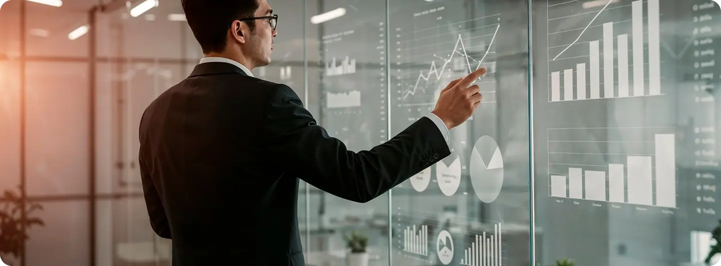 Designer working on charts and graphs